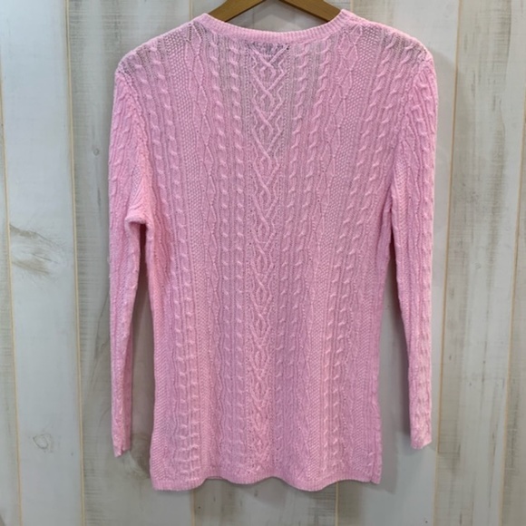 Lauren Ralph Lauren Pink V Neck Sweater Linen M - Picture 2 of 3